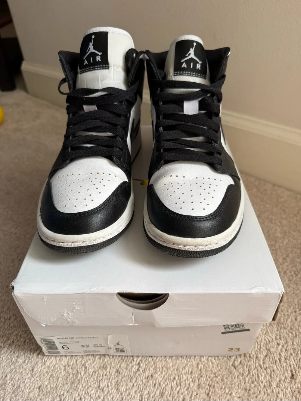 Nike Air Jordan 1 Women’s Mid-Top Sneakers - Black/White - Worn once